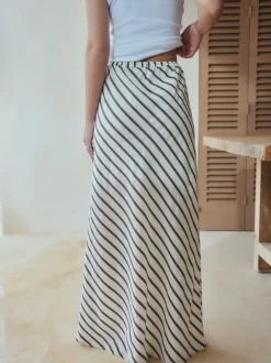 Next Marron chocolat - Jupe colonne d’été avec lin Outlet