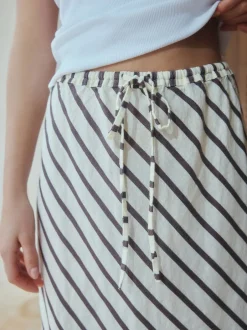 Next Marron chocolat - Jupe colonne d’été avec lin Outlet