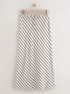 Next Marron chocolat - Jupe colonne d’été avec lin Outlet