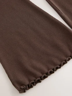 Next - Leggings évasés à côtes (3-16ans) Marron chocolat Outlet