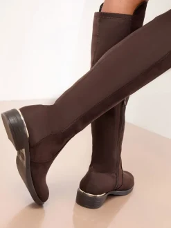 Lipsy Marron chocolat - Bottes décontractées élastiques en faux daim Best