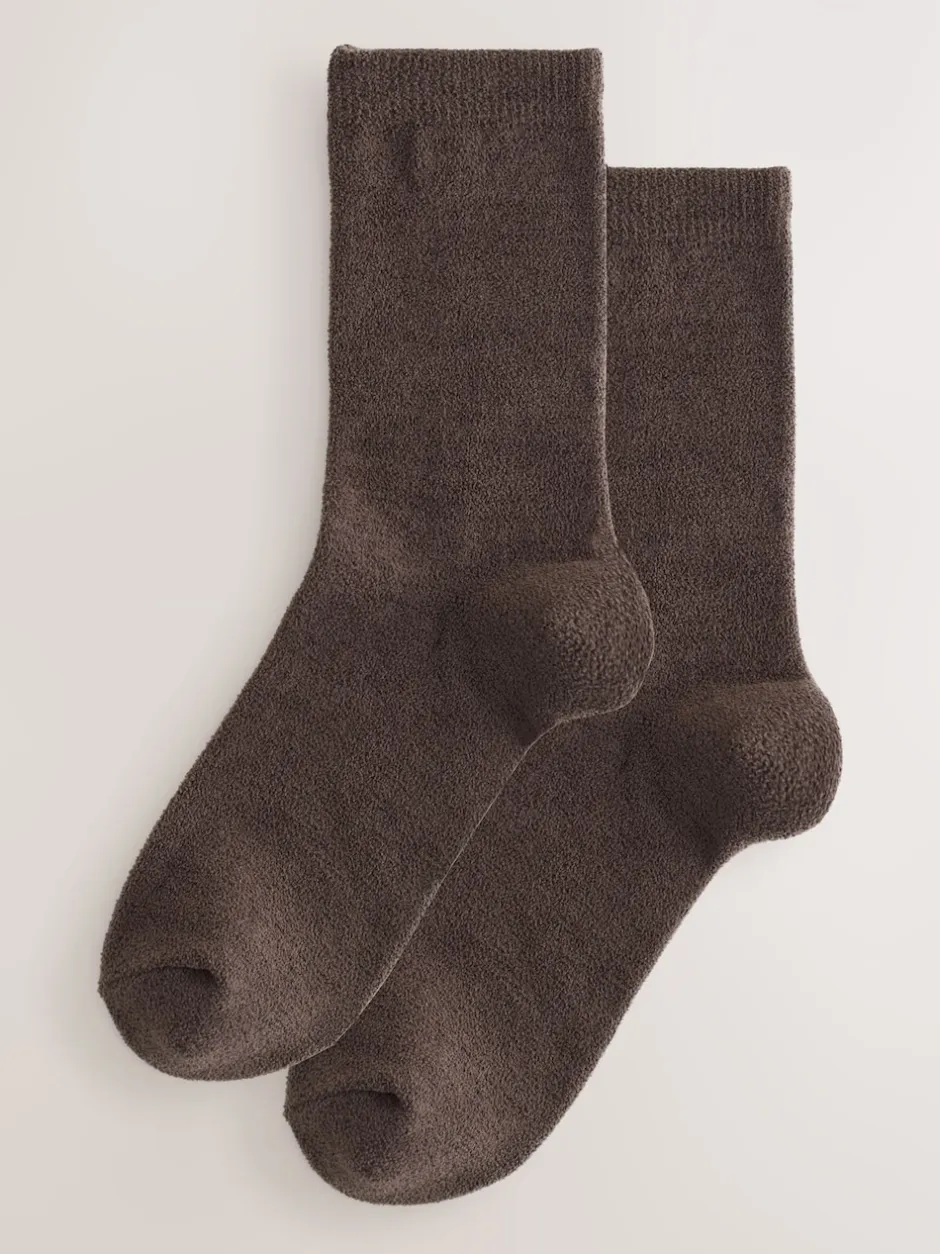 Next Marron chocolat - Lot de 2 paires de chaussettes en polaire thermique Clearance