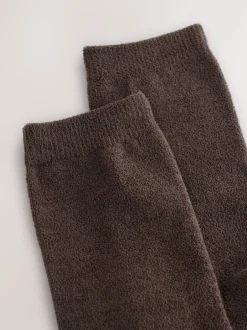 Next Marron chocolat - Lot de 2 paires de chaussettes en polaire thermique Clearance