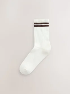 Next - Lot de 3 Chaussettes de sport côtelées à semelle Coussinée avec soutien de la voûte plantaire Marron chocolat Outlet