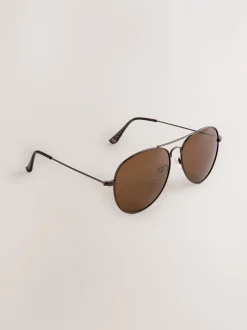 Next Marron chocolat - Lunettes de soleil aviateur classiques Best