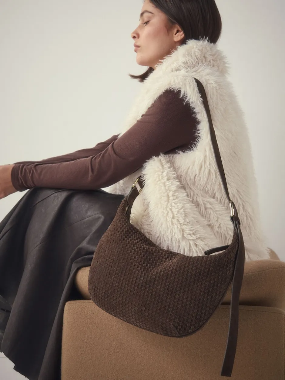 Next Marron chocolat - N. Premium sac bandoulière en Daim tissé Clearance