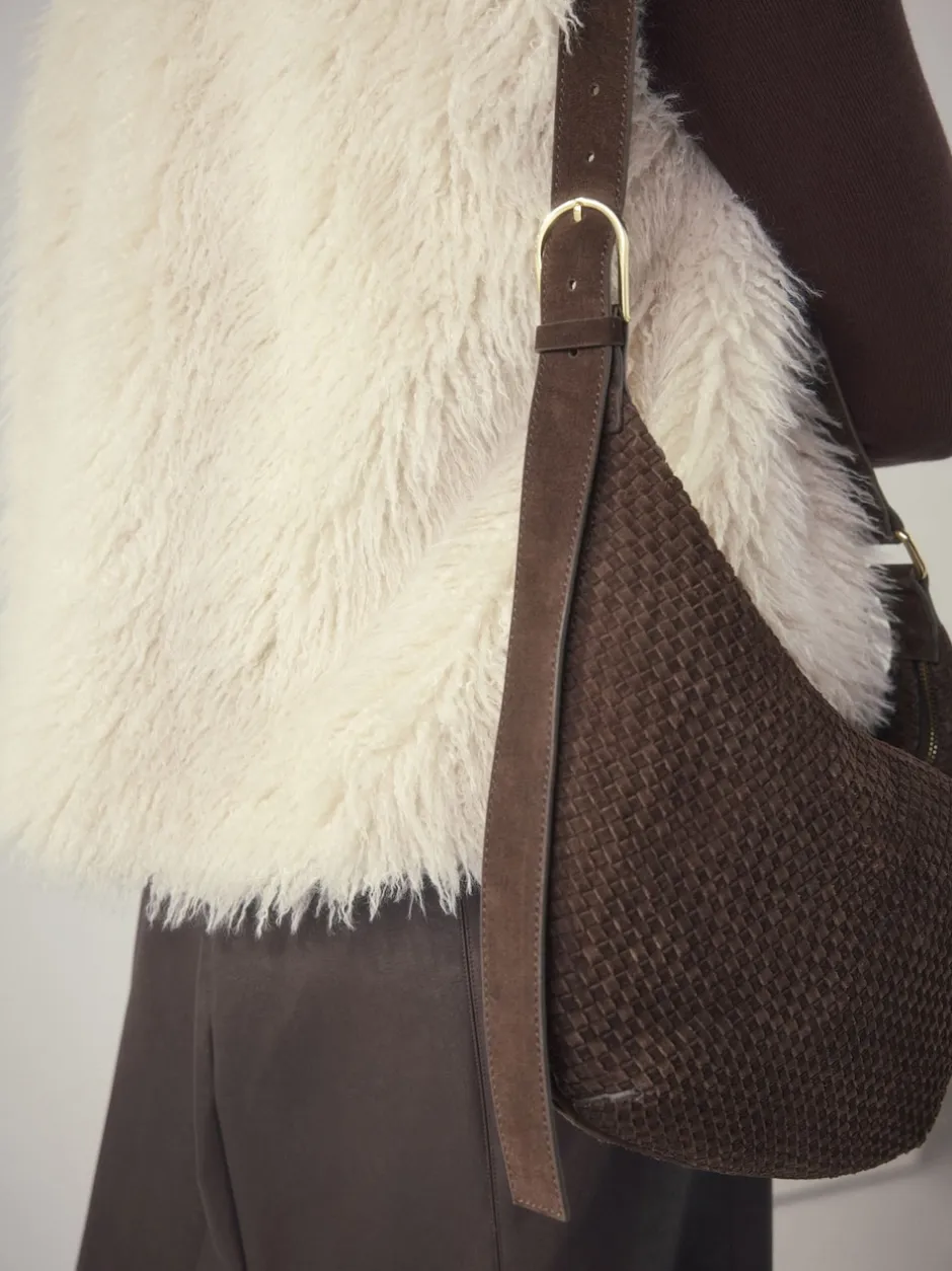 Next Marron chocolat - N. Premium sac bandoulière en Daim tissé Clearance