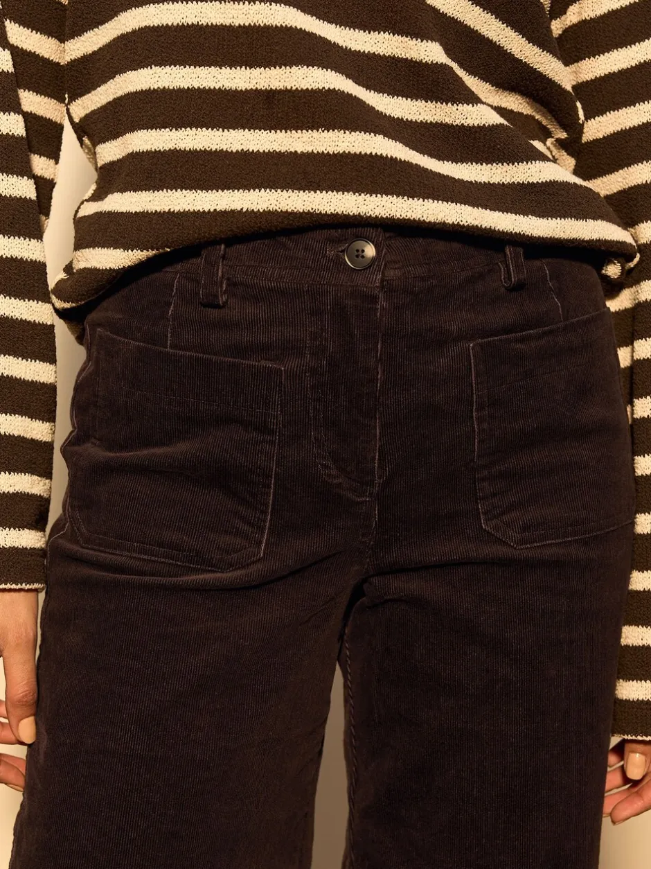 Next Marron chocolat - Pantalons raccourcis jambe large en velours côtelé Outlet