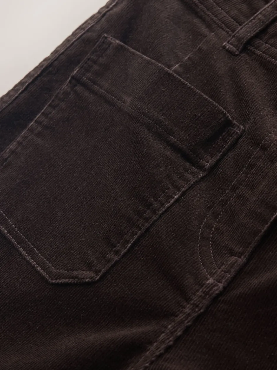 Next Marron chocolat - Pantalons raccourcis jambe large en velours côtelé Outlet