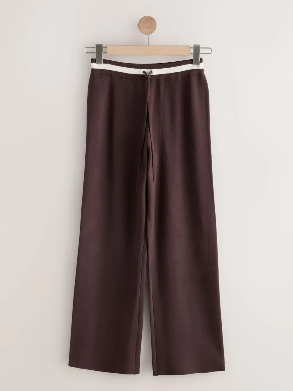 Next Marron chocolat - Pantalon de Joggings compact et confortable à Jambe large à liserés New