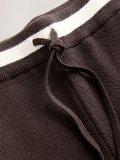 Next Marron chocolat - Pantalon de Joggings compact et confortable à Jambe large à liserés New