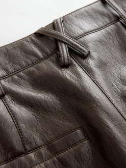 Nothing Ordinary Marron chocolat - Pantalon Regular en similicuir à jambe large New