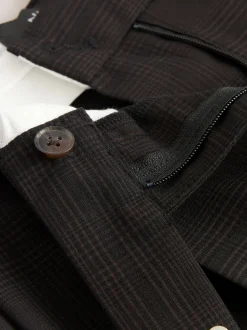 Next Marron chocolat - Pantalons Coupe droite à double plis à Carreaux Best