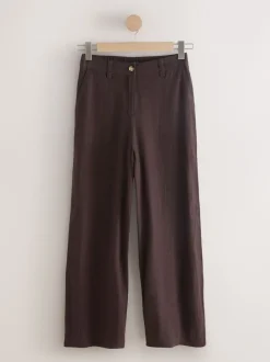 Next Marron chocolat - Pantalons intelligents à jambe large en lin Blend Best