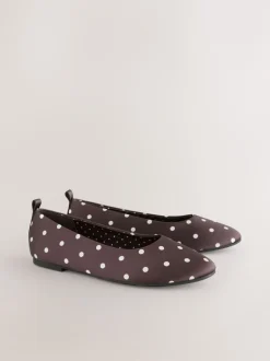 Next Marron chocolat à pois - Ballerines Forever Comfort® à bout rond Clearance