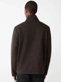 Next Marron chocolat - Polaire zippée aspect laine à col cheminée Clearance