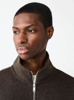 Next Marron chocolat - Polaire zippée aspect laine à col cheminée Clearance