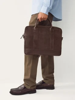 Next Marron chocolat - Porte-documents en daim Discount