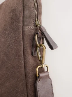 Next Marron chocolat - Porte-documents en daim Discount