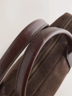 Next Marron chocolat - Porte-documents en daim Discount