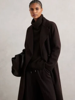 Reiss - Pull col roulé en laine et cachemire Brooklyn Marron chocolat Outlet