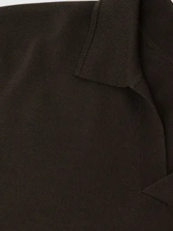 Reiss Marron chocolat - Polos à col ouvert en laine mérinos Milburn Best