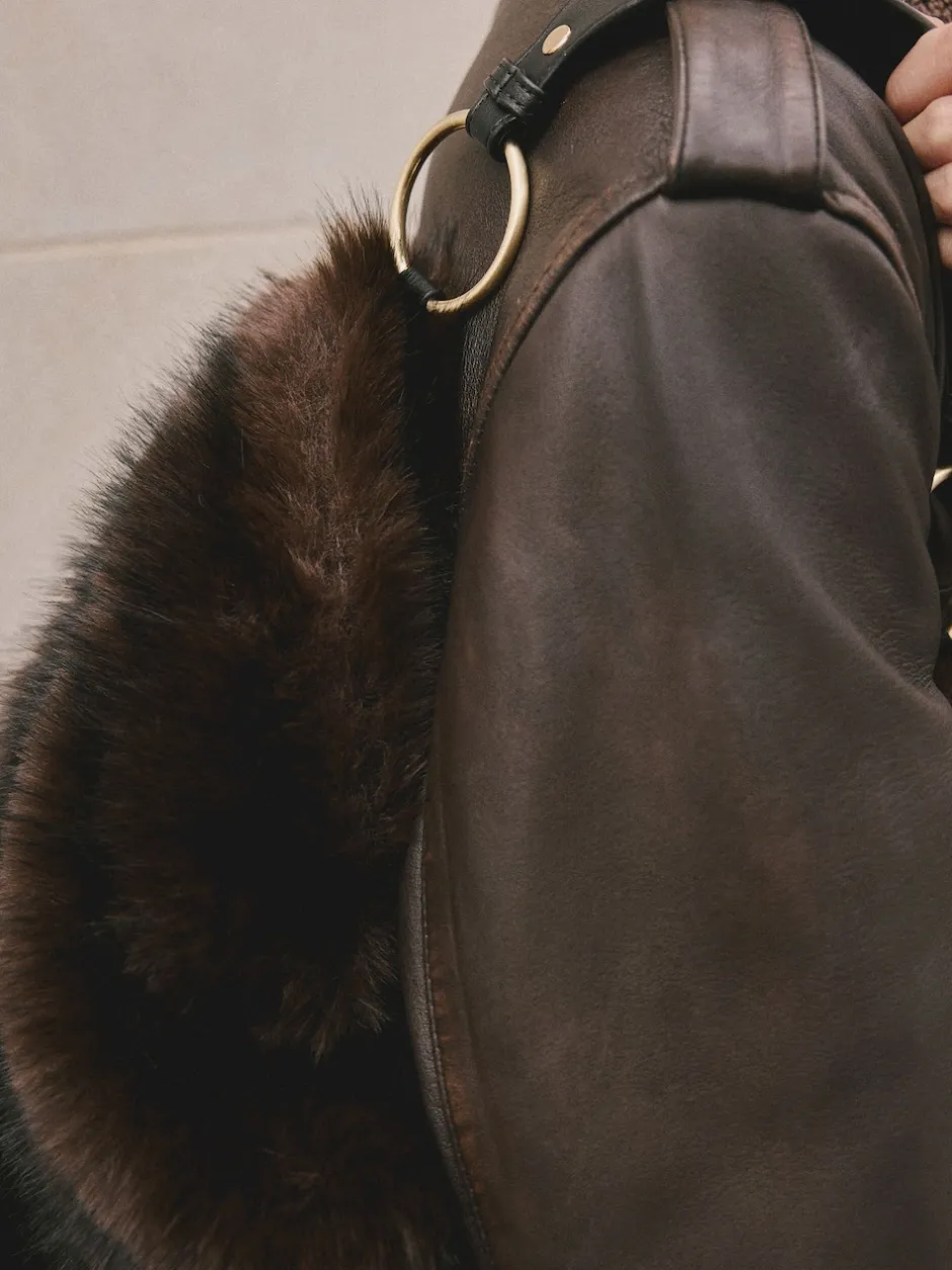 Next Marron chocolat - Sac à bandoulière en fourrure synthétique Outlet