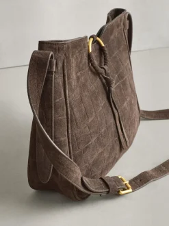 Next Marron chocolat - Sac à bandoulière Messenger en daim croco Online