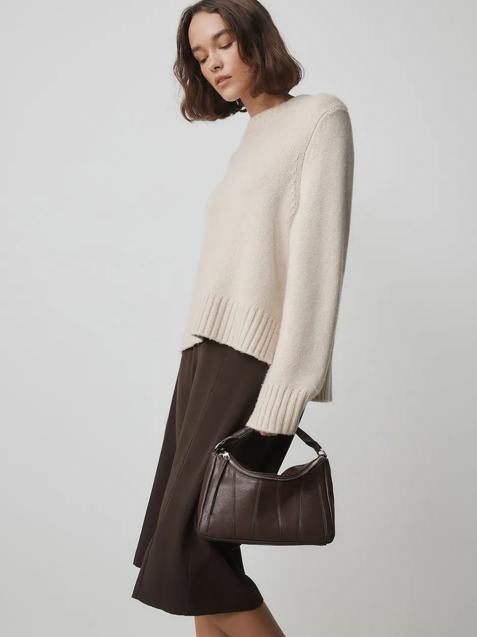 Next Marron chocolat - Sac à bandoulière à empiècement New