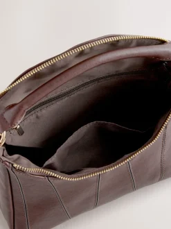 Next Marron chocolat - Sac à bandoulière à empiècement New