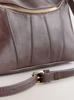 Next Marron chocolat - Sac à bandoulière à empiècement New