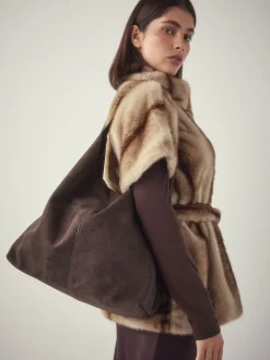 Next Marron chocolat - Sac bandoulière souple en Faux suède Hot