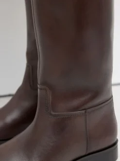 Next Marron chocolat en cuir - Bottes d’équitation plates Forever Comfort® Discount