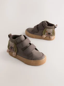 Next Marron chocolat motif chien - Bottines à fermeture scratch Online