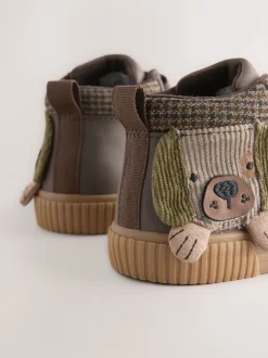 Next Marron chocolat motif chien - Bottines à fermeture scratch Online