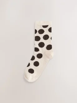 Next Marron chocolat/blanc à pois - Paquet de chaussettes de cheville 5 Clearance