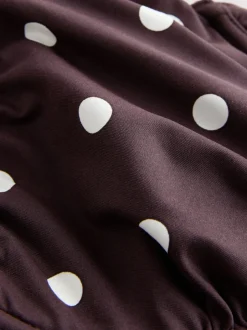 Next Marron chocolat/crème à pois - Haut de bikini DD+ câblé non rembourré Discount