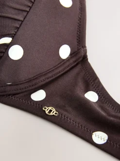 Next Marron chocolat/crème à pois - Haut de bikini rembourré à armatures avec nœud sur le devant Clearance