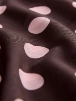 Next - Haut en maille latérale froncée à manches longues Marron chocolat/rose à pois Online