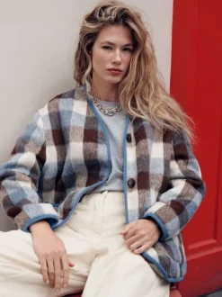 Next Marron et Bleu - Veste à carreaux Online