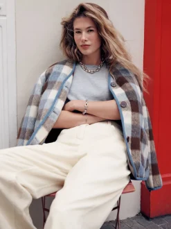 Next Marron et Bleu - Veste à carreaux Online