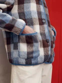 Next Marron et Bleu - Veste à carreaux Online