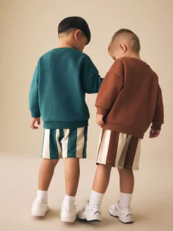 Next Marron et Bleu canard - Ensemble Sweat-shirt et Shorts à Col rond 2 (3mois -7ans) Hot