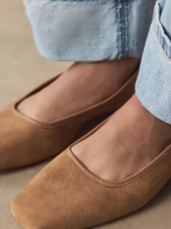 Next Marron fauve - Ballerines Forever Comfort® en cuir à bout carré Online