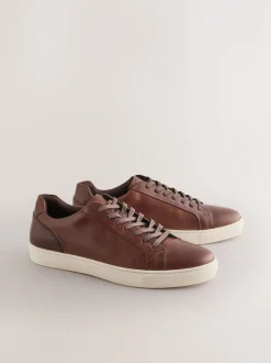 Next Marron fauve - Baskets en cuir New