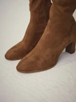 Next Marron fauve - Bottes chaussettes Forever Comfort® à bout arrondi et hauteur genou