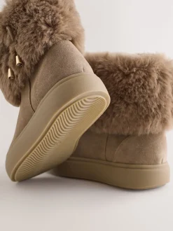 Next Marron fauve - Bottes déperlantes en daim Online