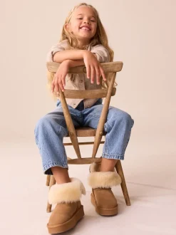 Next Marron fauve - Bottes déperlantes en daim véritable en peau de mouton Hot