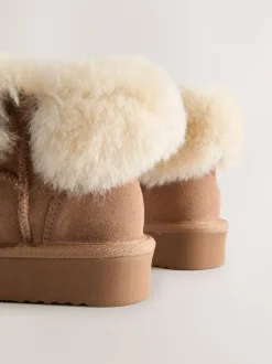 Next Marron fauve - Bottes déperlantes en daim véritable en peau de mouton Hot