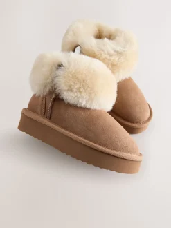 Next Marron fauve - Bottes déperlantes en daim véritable en peau de mouton Hot